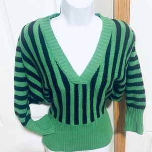 Vintage 80's Striped V-Neck Sweater Size S